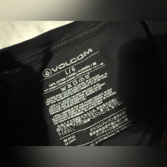 Volcom Black Long Sleeve Logo Tee with White Emblems - Picture 4 of 4